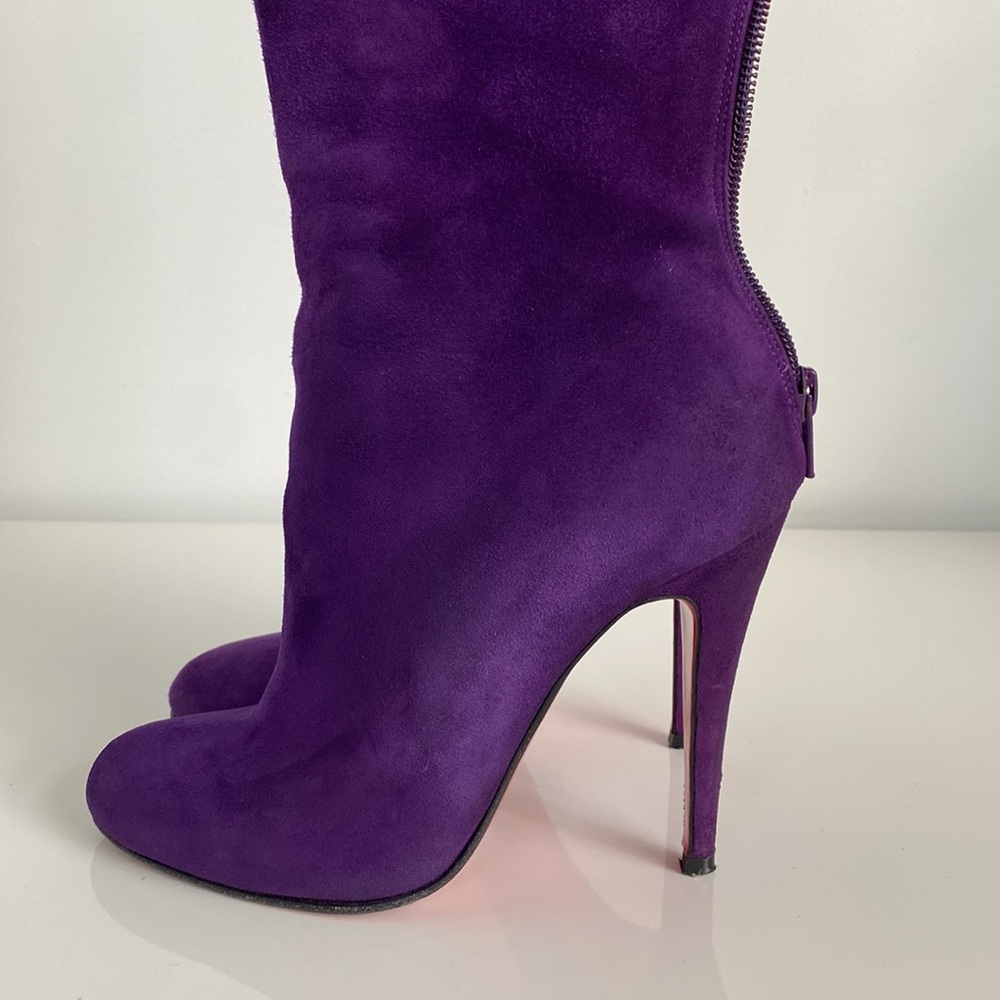 SOLD Christian Louboutin Babel 100mm Purple Suede boots size 36 - Picture 8 of 17